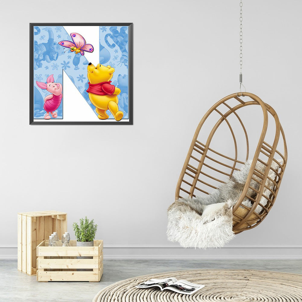 Pooh Letter N 40*40CM(Canvas) Full Round Drill Diamond Painting