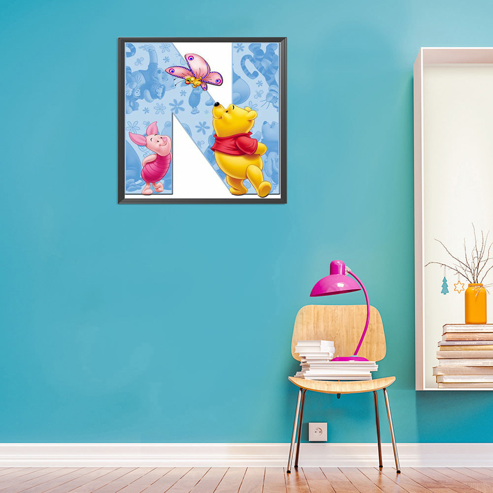 Pooh Letter N 40*40CM(Canvas) Full Round Drill Diamond Painting