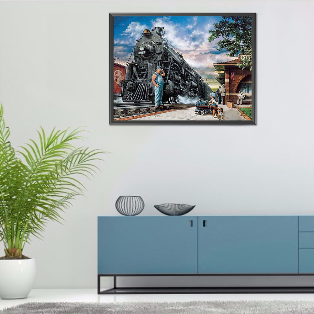 Big Train 40*30CM(Canvas) Full Round Drill Diamond Painting