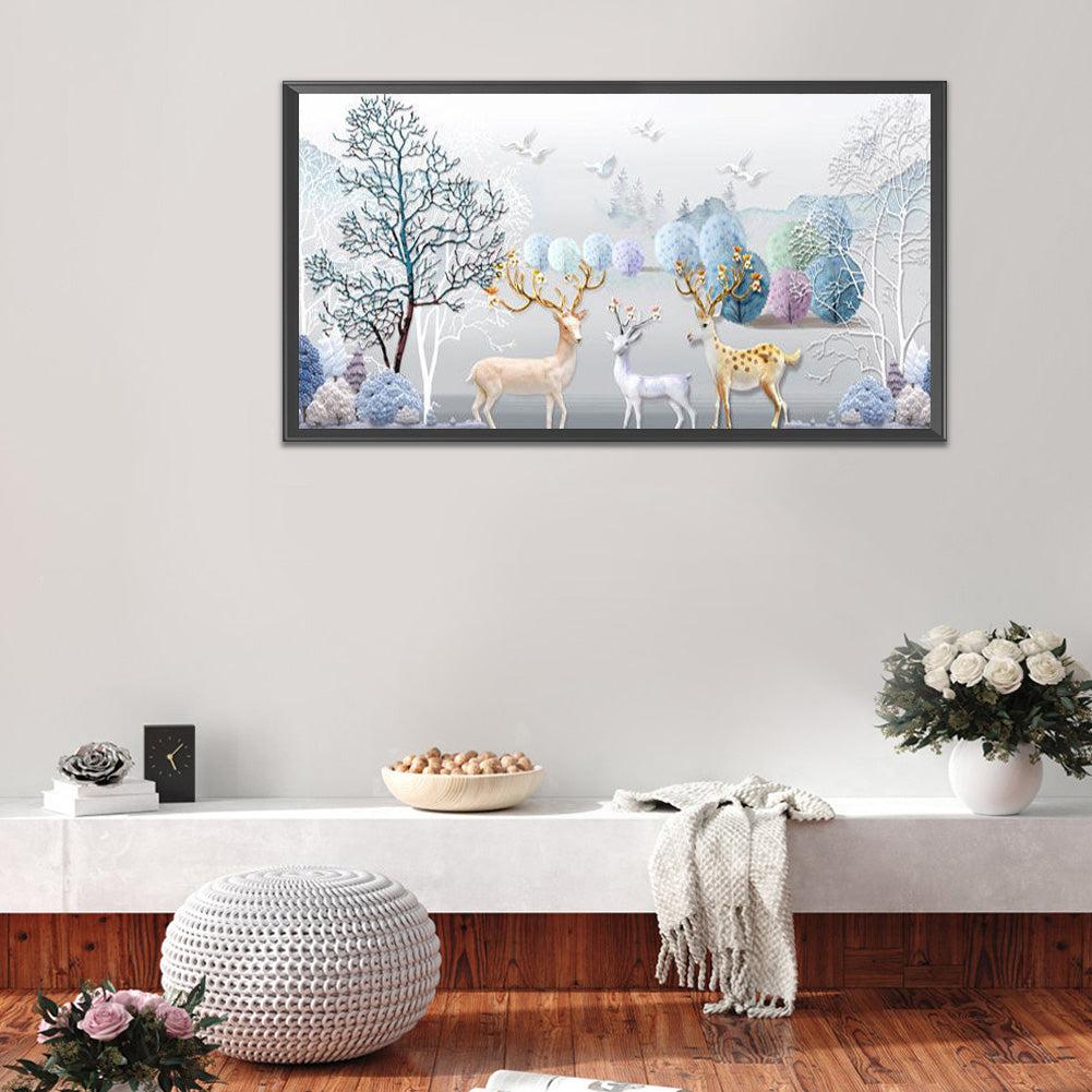 Elk 80*40CM(Canvas) Full Round Drill Diamond Painting