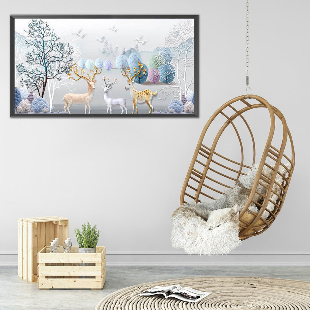Elk 80*40CM(Canvas) Full Round Drill Diamond Painting