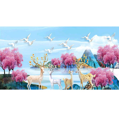 Elk 100*55CM(Canvas) Full Round Drill Diamond Painting