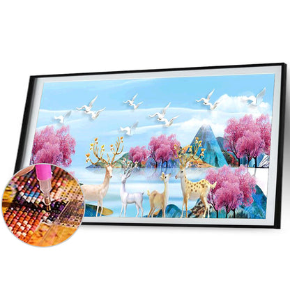 Elk 100*55CM(Canvas) Full Round Drill Diamond Painting