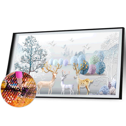 Elk 100*55CM(Canvas) Full Round Drill Diamond Painting