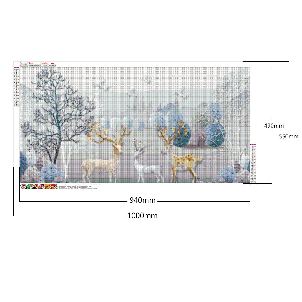 Elk 100*55CM(Canvas) Full Round Drill Diamond Painting