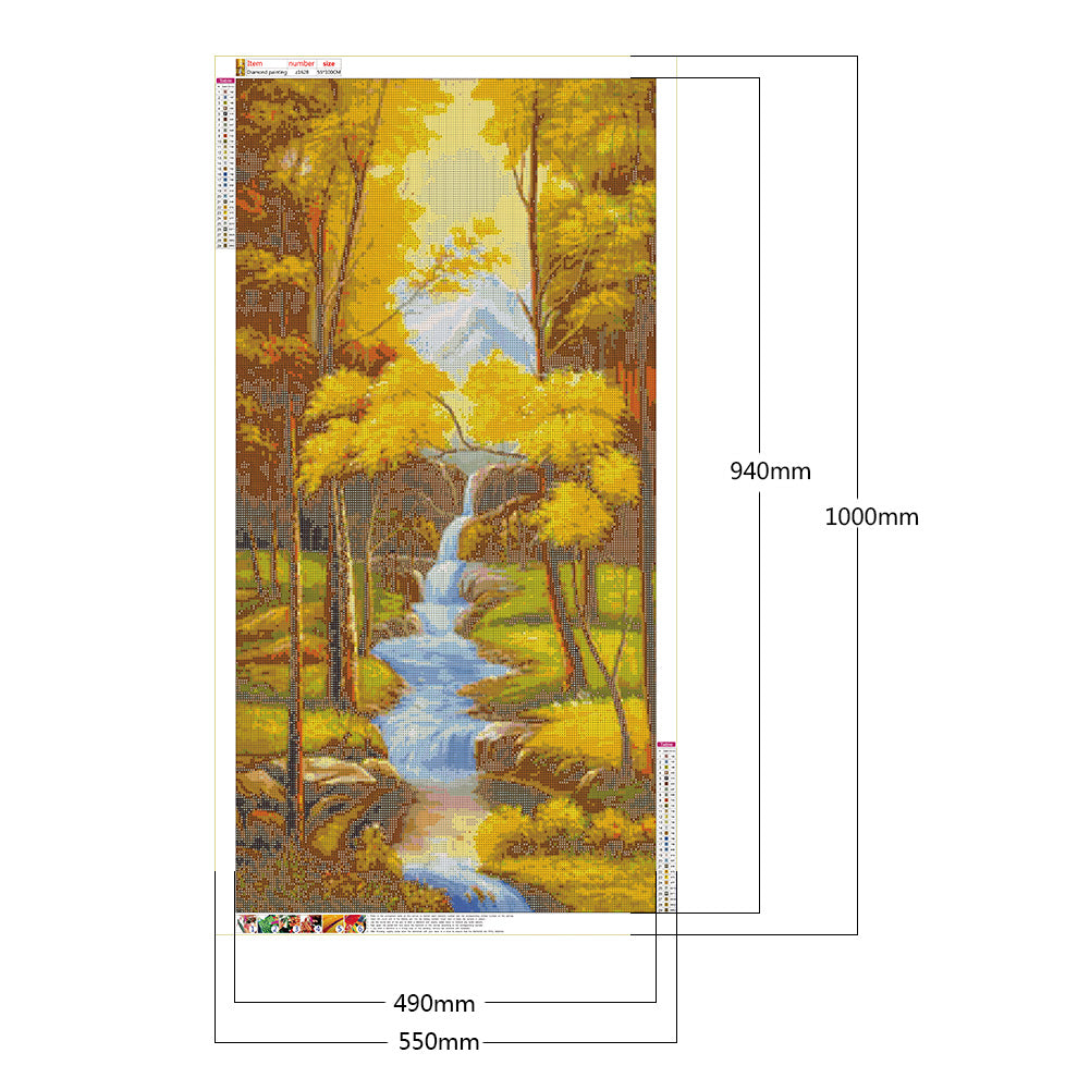 Golden Forest River 55*100CM(Canvas) Full Round Drill Diamond Painting