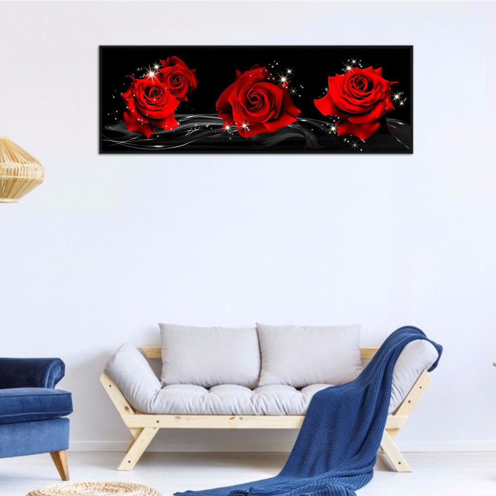 Romantic Rose 90*30CM(Canvas) Full Round Drill Diamond Painting