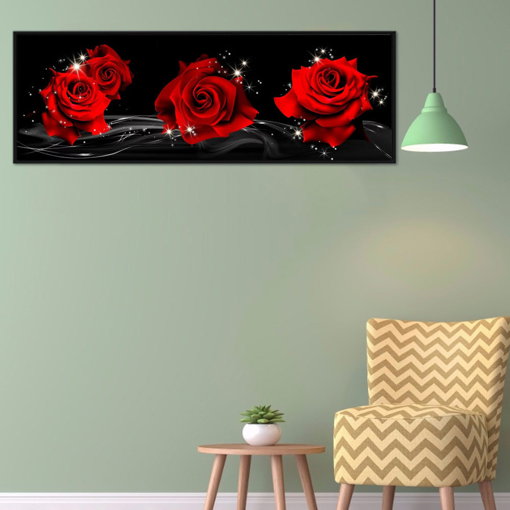 Romantic Rose 90*30CM(Canvas) Full Round Drill Diamond Painting