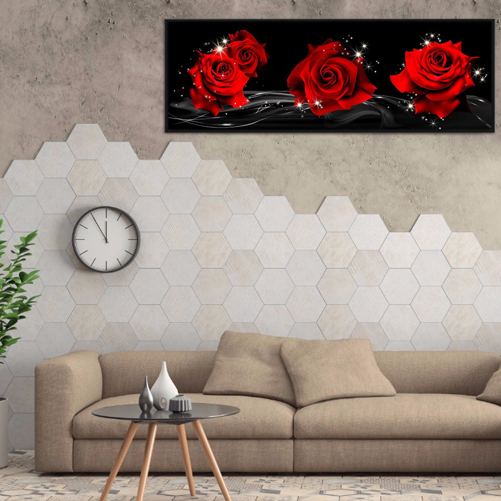 Romantic Rose 90*30CM(Canvas) Full Round Drill Diamond Painting