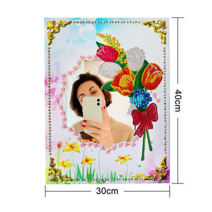 Flowers Makeup Mirror Diamond Painting DIY Mosaic Craft Compact Mirrors
