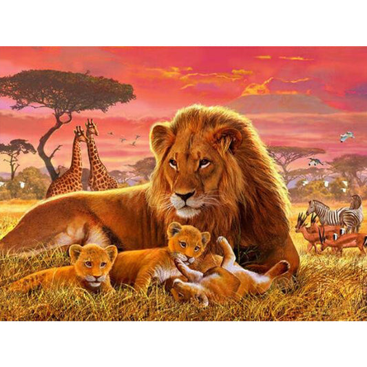 Lion 40*30CM(Canvas) Full Round Drill Diamond Painting