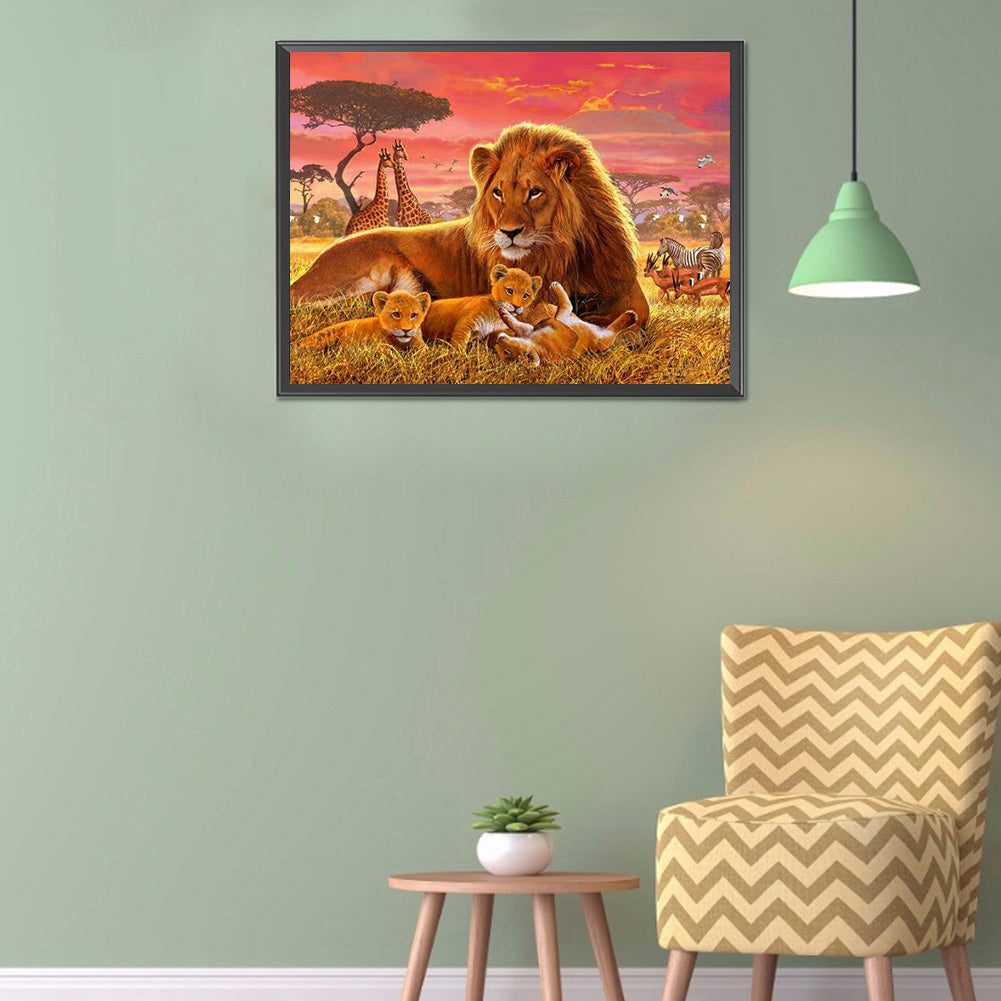 Lion 40*30CM(Canvas) Full Round Drill Diamond Painting
