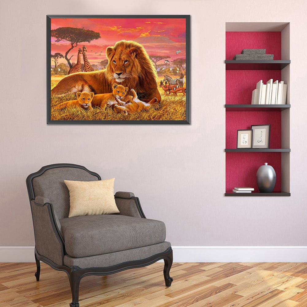 Lion 40*30CM(Canvas) Full Round Drill Diamond Painting