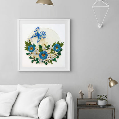 Blue Flower Butterfly - Special Shaped Drill Diamond Paiting 30*30CM