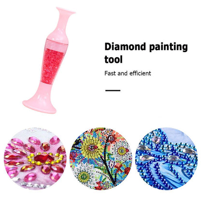Flower Pot 5D Diamond Painting Point Drill Pen DIY Crafts (w/ Drill Pink)