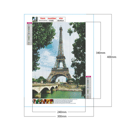 Eiffel Tower - Full Round Drill Diamond Painting 30*40CM