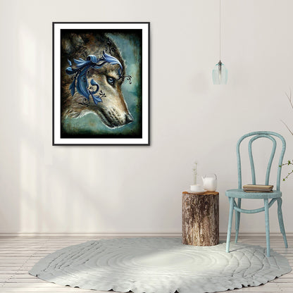 Embroidered Wolf Head - Full Round Drill Diamond Painting 30*40CM