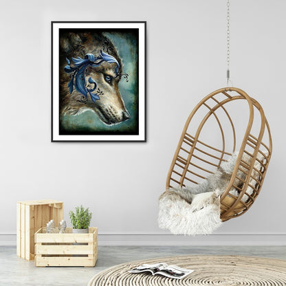 Embroidered Wolf Head - Full Round Drill Diamond Painting 30*40CM
