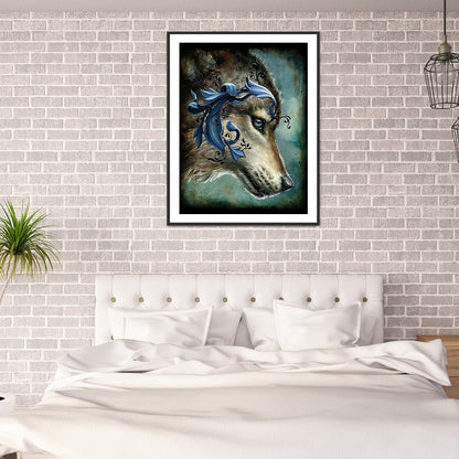 Embroidered Wolf Head - Full Round Drill Diamond Painting 30*40CM