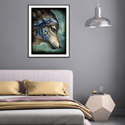 Embroidered Wolf Head - Full Round Drill Diamond Painting 30*40CM