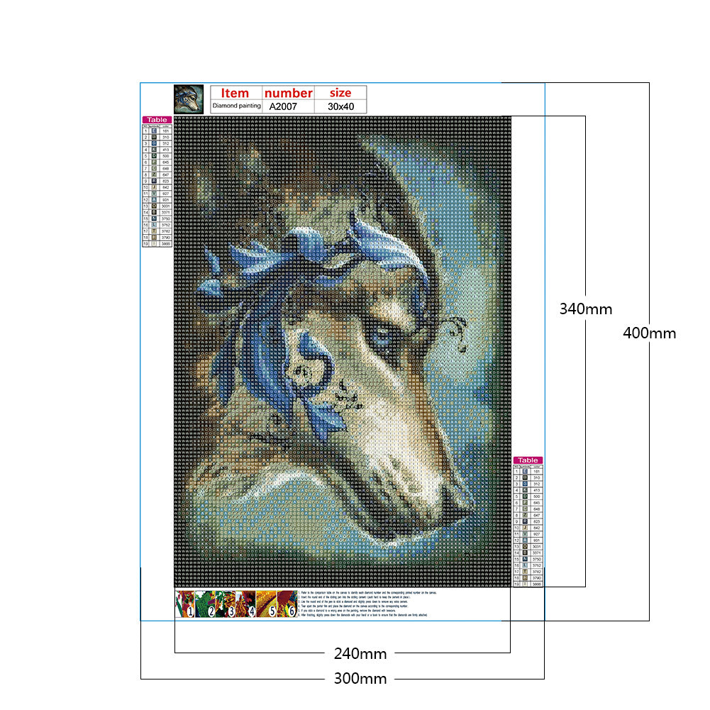 Embroidered Wolf Head - Full Round Drill Diamond Painting 30*40CM