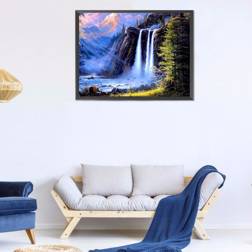 High Mountains And Flowing Water - Full Round Drill Diamond Painting 40*30CM