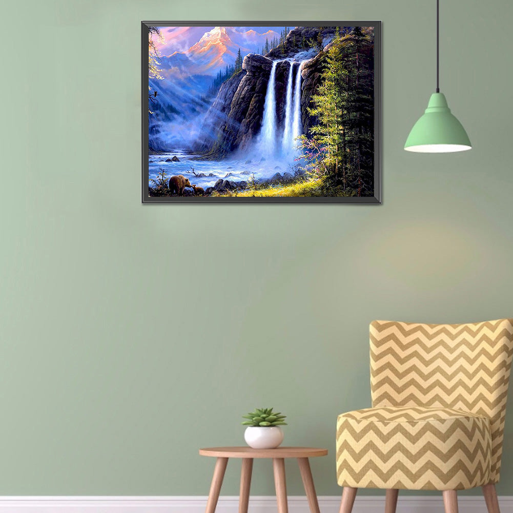 High Mountains And Flowing Water - Full Round Drill Diamond Painting 40*30CM