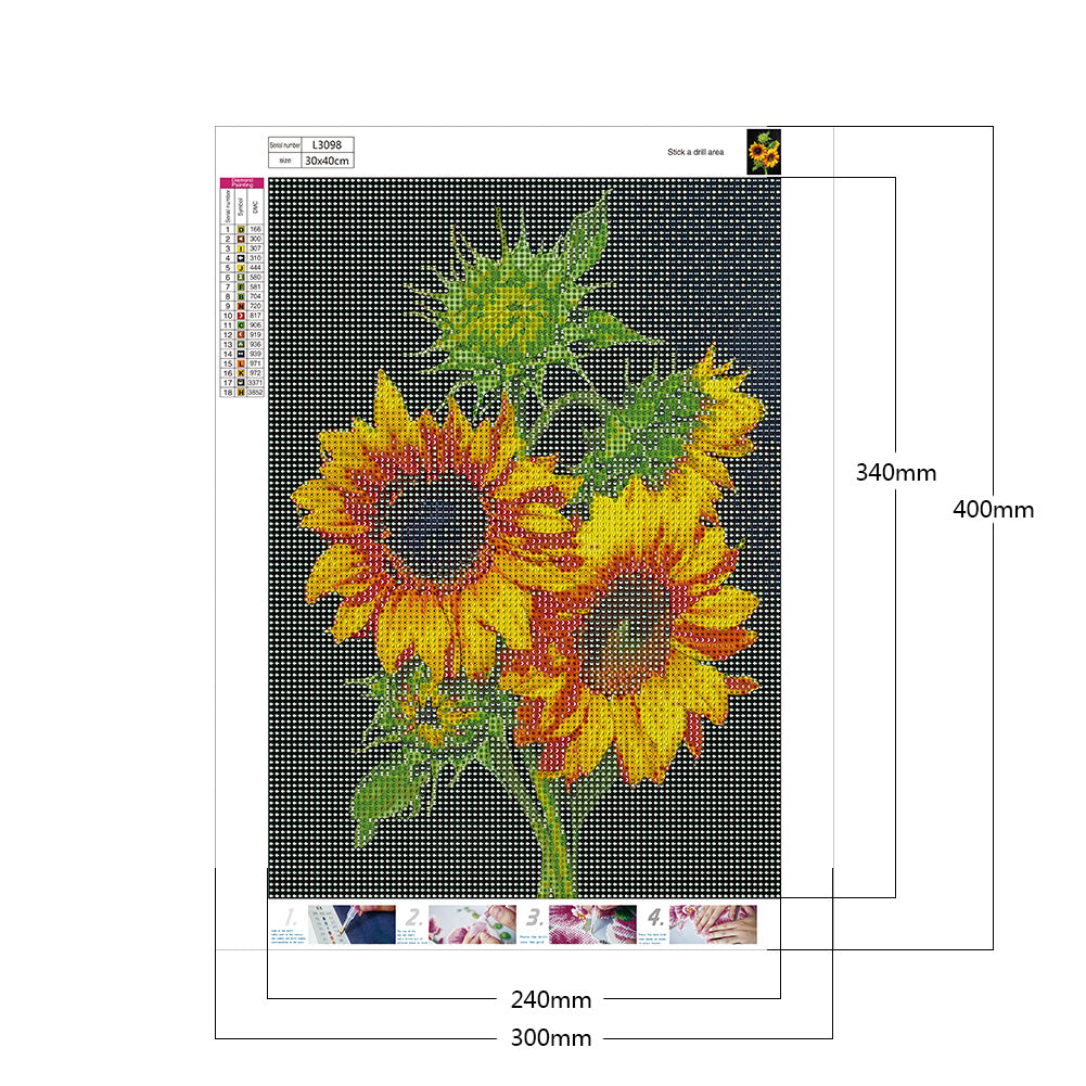 Sunflower - Full Round Drill Diamond Painting 30*40CM