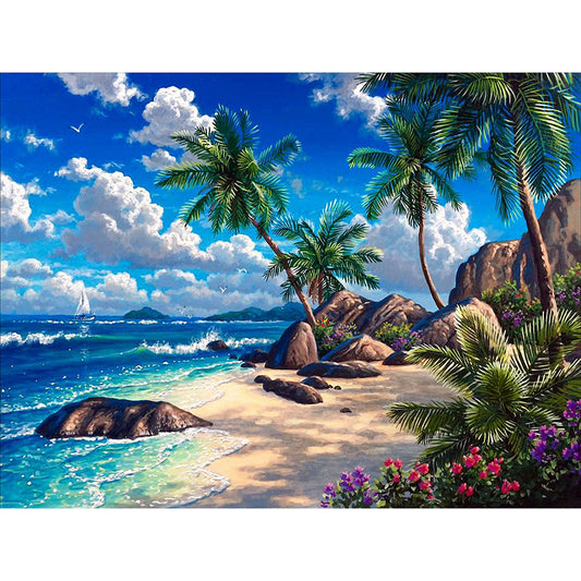 Beach - Full Round Drill Diamond Painting 50*40CM