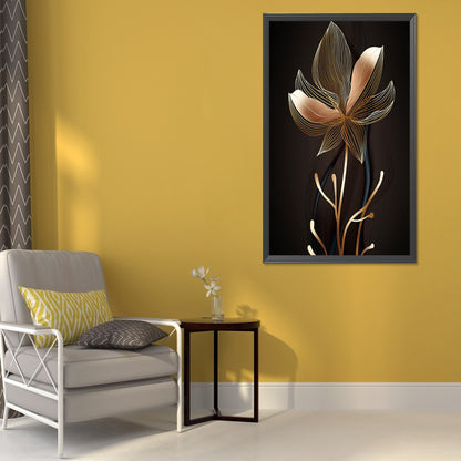 Black Gold Flowers Leaves - Full Round Drill Diamond Painting 40*60CM