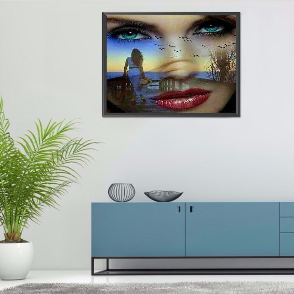 European And American Woman Poster - Full Round Drill Diamond Painting 60*50CM