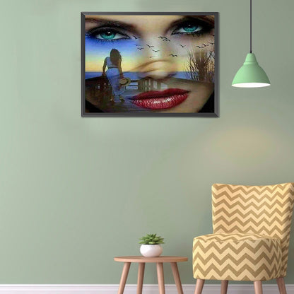 European And American Woman Poster - Full Round Drill Diamond Painting 60*50CM