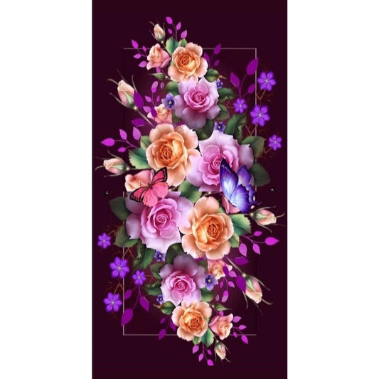 Flower Butterfly - Full Round Drill Diamond Painting 45*80CM
