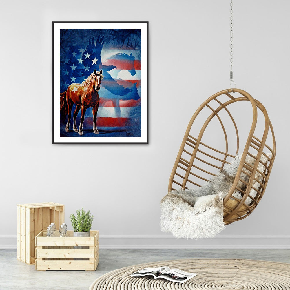 American Flag Element - Full Round Drill Diamond Painting 30*40CM