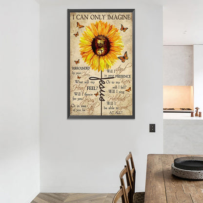 Sunflower Calligraphy - Full Round Drill Diamond Painting 40*60CM