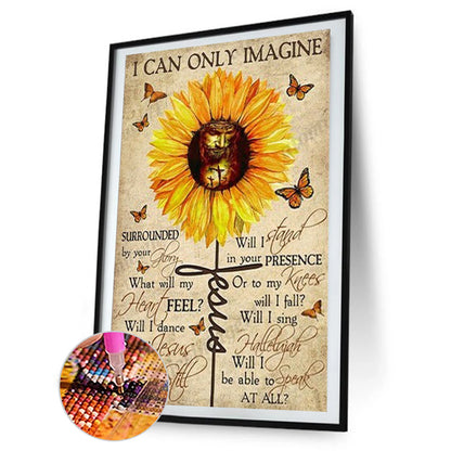 Sunflower Calligraphy - Full Round Drill Diamond Painting 40*60CM