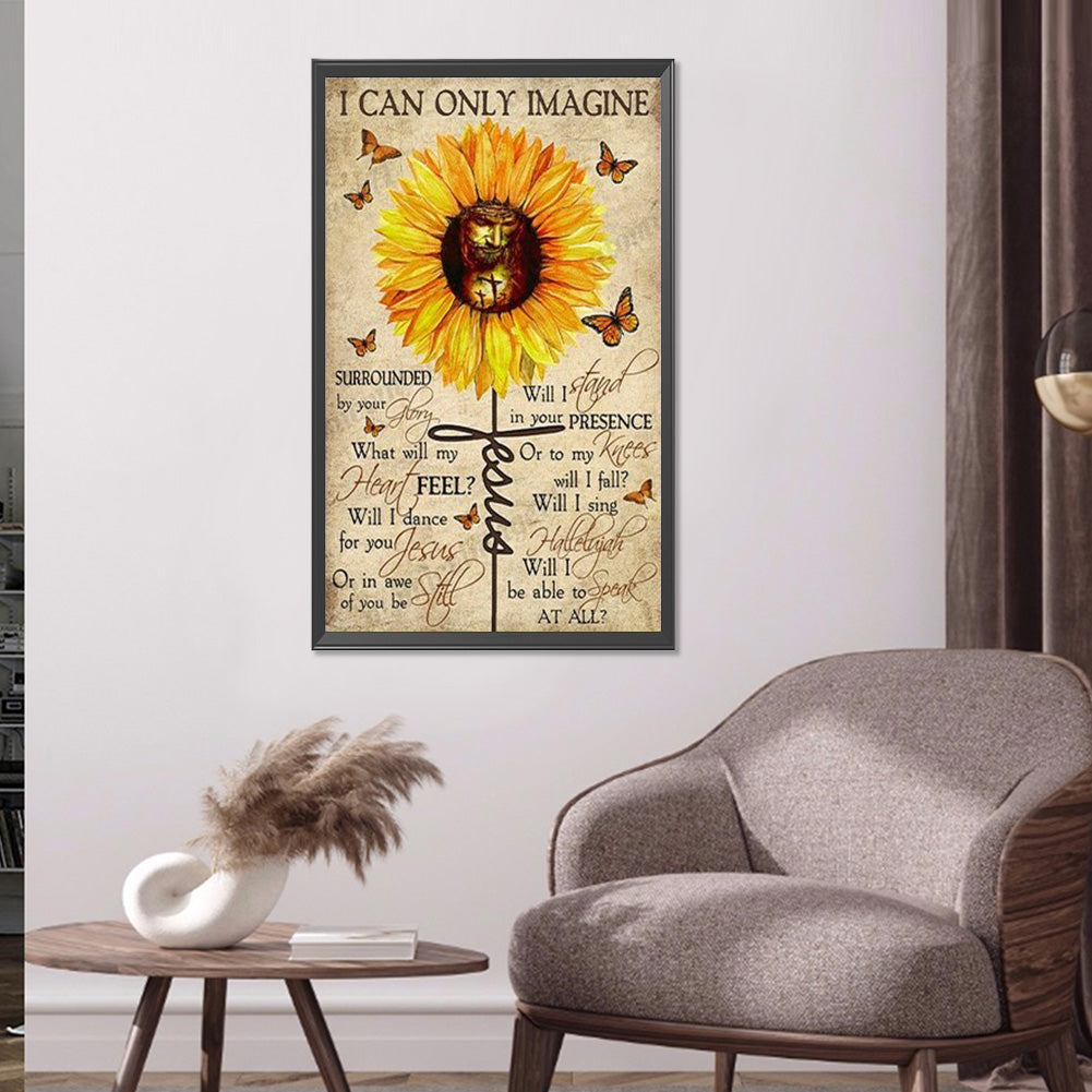 Sunflower Calligraphy - Full Round Drill Diamond Painting 40*60CM