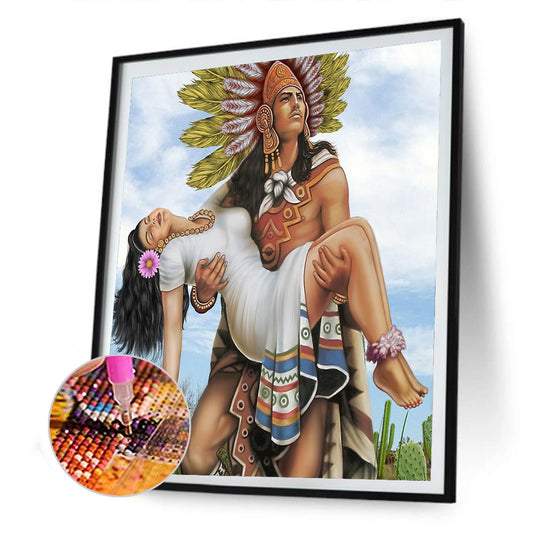 Aztec Warriors - Full Round Drill Diamond Painting 30*40CM