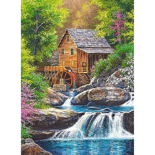 House Waterfall - Full Round Drill Diamond Painting 30*40CM