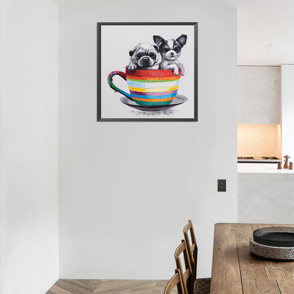 Puppy In Cup - Full Round Drill Diamond Painting 30*30CM