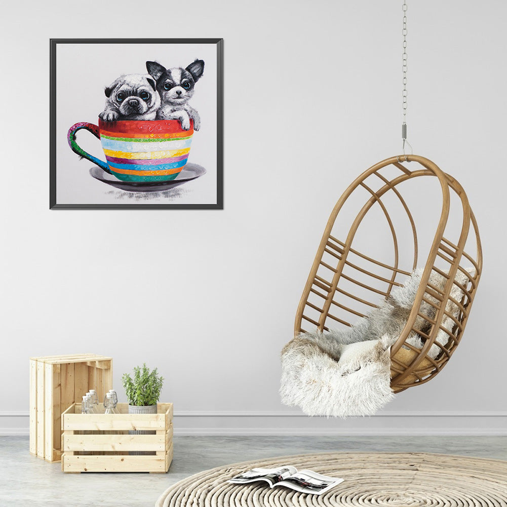 Puppy In Cup - Full Round Drill Diamond Painting 30*30CM