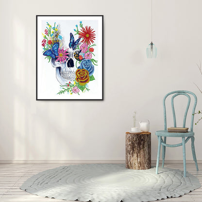 Flower Skull - Special Shaped Drill Diamond Paiting 30*40CM