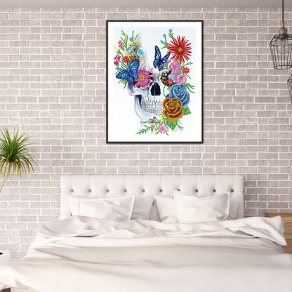 Flower Skull - Special Shaped Drill Diamond Paiting 30*40CM