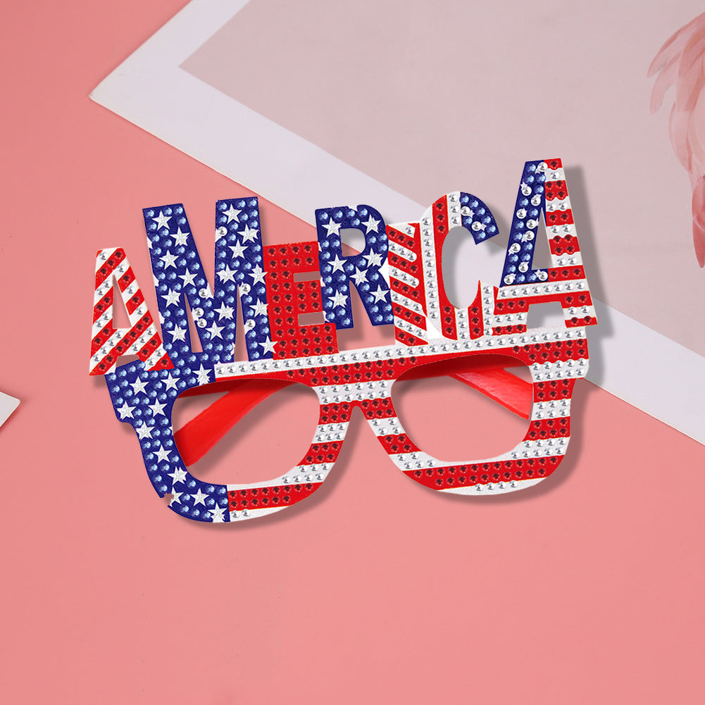 Diamond Painting 5D DIY Cute Funny Toy Glasses Frame Independence Day Decor