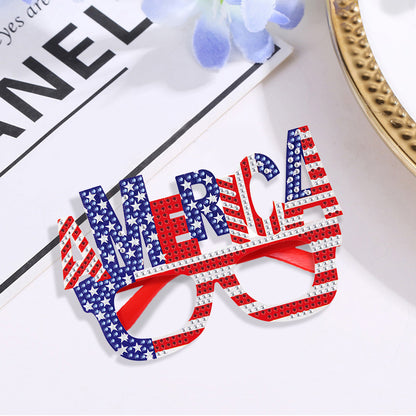 Diamond Painting 5D DIY Cute Funny Toy Glasses Frame Independence Day Decor