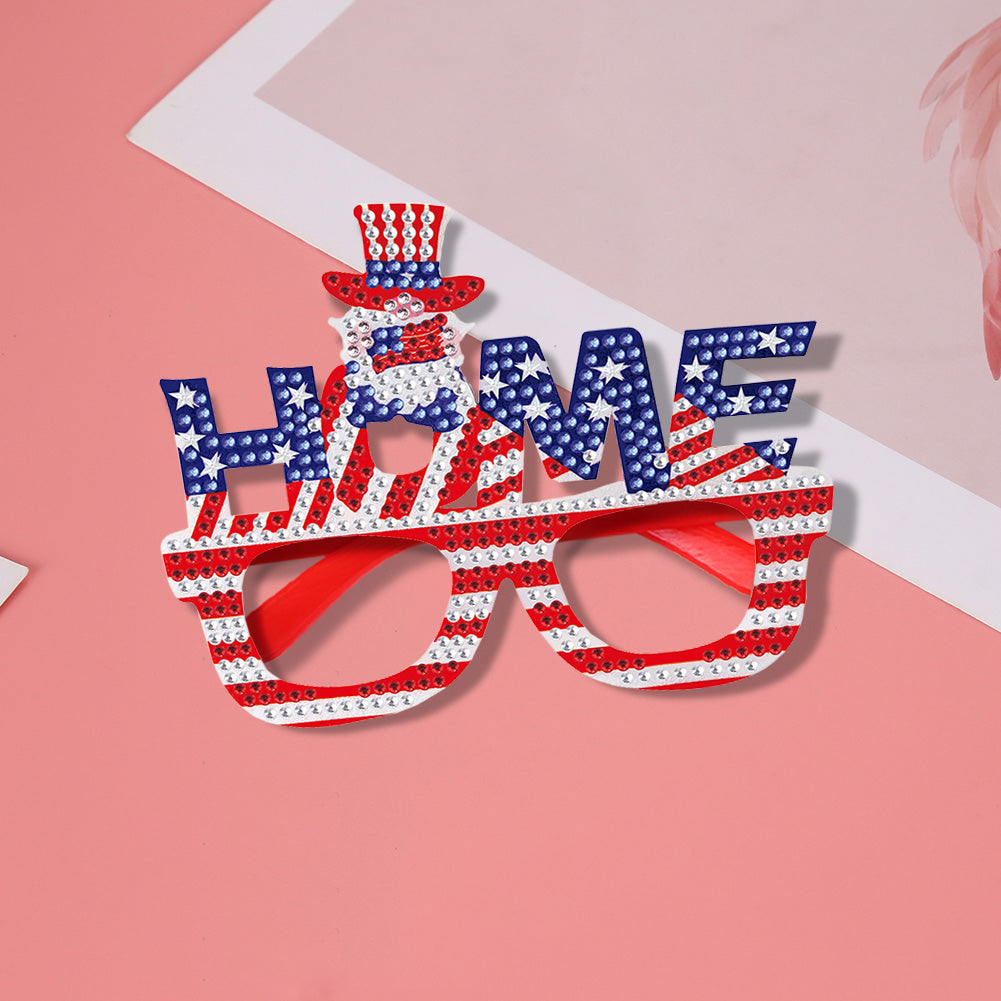 Diamond Painting 5D DIY Cute Funny Toy Glasses Frame Independence Day Decor