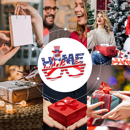 Diamond Painting 5D DIY Cute Funny Toy Glasses Frame Independence Day Decor