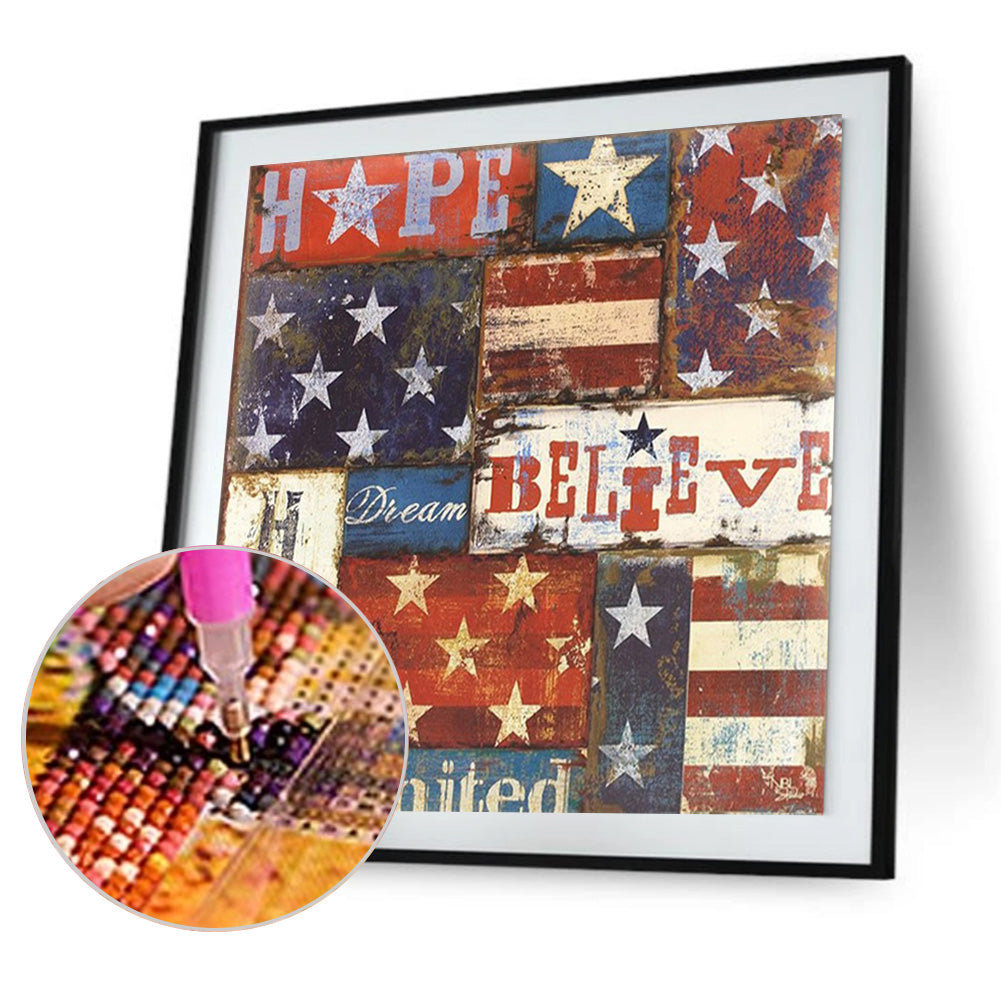 Independence Day Flag Puzzle - Full Round Drill Diamond Painting 30*30CM