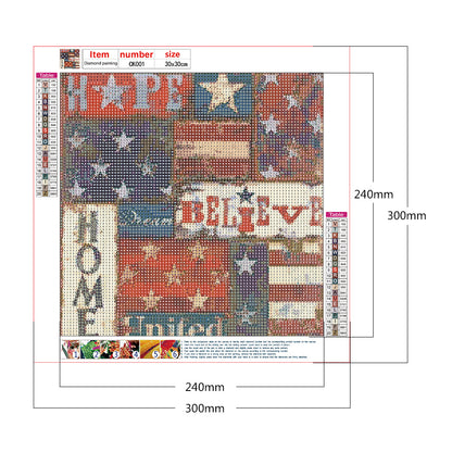 Independence Day Flag Puzzle - Full Round Drill Diamond Painting 30*30CM