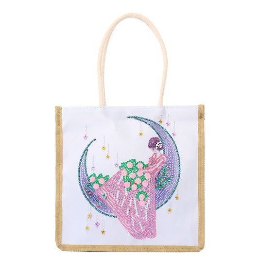 5D Diamond Painting Handbag DIY Linen Shopping Storage Bag Reusable Totes